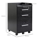 HOMCOM 3 Drawer Mobile Filing Cabinet Lockable Filing Cabinet, Black