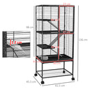 PawHut Ferret Cage 136cm Rolling Small Animal Cage w/ 3 Doors, Storage Shelf