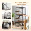 PawHut Ferret Cage 136cm Rolling Small Animal Cage w/ 3 Doors, Storage Shelf