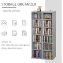 HOMCOM Set of 2 CD Media Display Shelf Unit Tower - Grey