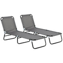 Outsunny 2 Piece Reclining Chaise Lounge with 5-Level Adjustable Backrest
