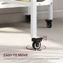 HOMCOM Natural Mobile Drop Leaf Dining Table On Wheels With Storage Shelf