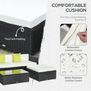 Outsunny Rattan Sofa Set with Coffee Table - Black