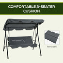 Outsunny Outdoor Metal Hammock Swing Chair 3-Seater Patio Bench Garden