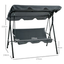 Outsunny Outdoor Metal Hammock Swing Chair 3-Seater Patio Bench Garden