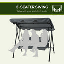 Outsunny Outdoor Metal Hammock Swing Chair 3-Seater Patio Bench Garden