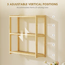 HOMCOM 3-Tier Bamboo Bathroom Storage Shelf With Adjustable Rack, Natural