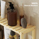 HOMCOM 3-Tier Bamboo Bathroom Storage Shelf With Adjustable Rack, Natural