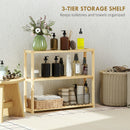 HOMCOM 3-Tier Bamboo Bathroom Storage Shelf With Adjustable Rack, Natural