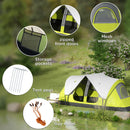 Outsunny 2 Room Camping Tent with Waterproof Rainfly & Screen Panels