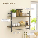 HOMCOM Wall Shelf Unit with 4 Hooks for Living Room, Entryway