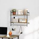 HOMCOM Wall Shelf Unit with 4 Hooks for Living Room, Entryway