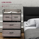 HOMCOM Bedroom Chest of Drawers 4 Drawer Dresser w/ Shelf, Grey Wood Effect