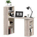HOMCOM 120cm Computer Desk Bookshelf Writing Table Workstation 6 Shelves Grey