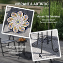 Outsunny 35.5cm Round Mosaic Garden Side Table Plant Stand w/ Shelf