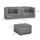 Outsunny Rattan Sofa Set to Daybed - Grey