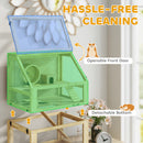 PawHut Wooden Hamster Cage w/ Detachable Bottom, Hut, Seesaw, 60 x 40 x 75cm
