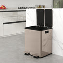 HOMCOM 2 x 20L Dual Kitchen Bin Pedal Bin for Recycling and Waste