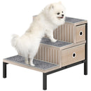 PawHut Dog Stairs With Storage, Dog Steps For Older Cats & Small Dogs, Oak