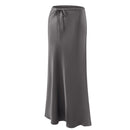 High-waisted A-Line Satin Skirt - Grey
