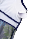 Wrap-Front V-Neck One-piece Navy Floral Swim Dress With Safety Swim Briefs