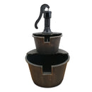 Silver & Stone Outdoor Water Feature 2 Tier Barrel Fountain 62 x 43cm