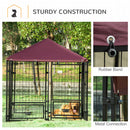 PawHut Dog Kennel with Rotating Bowl Holders, Cover, Outdoor Dog Run