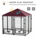 PawHut Dog Kennel with Rotating Bowl Holders, Cover, Outdoor Dog Run