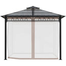 Outsunny Hard Top Gazebo  3m x 3m - Dark Grey & Khaki