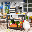 Outsunny Outdoor BBQ Table with 2-Tier Shelf, Outdoor Kitchen
