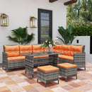 Outsunny 6 PCs Patio wicker Sofa Set Rattan Chair Furniture, Orange