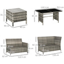 Outsunny 6 PCs Patio wicker Sofa Set Rattan Chair Furniture, Orange