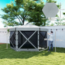 Outsunny 3 x 3(m) Hexagon Pop Up Gazebo with 5 Sides, Netting, Light Grey
