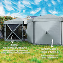Outsunny 3 x 3(m) Hexagon Pop Up Gazebo with 5 Sides, Netting, Light Grey