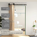 HOMCOM 4FT/122CM Bi-Folding Sliding Barn Door Hardware Kit Sliding Door Kit