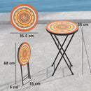Outsunny Mosaic Garden Table, 35.5cm Folding Coffee Table, Orange