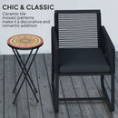 Outsunny Mosaic Garden Table, 35.5cm Folding Coffee Table, Orange