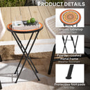 Outsunny Mosaic Garden Table, 35.5cm Folding Coffee Table, Orange