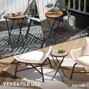 Outsunny Mosaic Garden Table, 35.5cm Folding Coffee Table, Orange