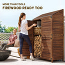 Outsunny Wooden Garden Storage Shed w/Double Doors and Shelves, Mixed-Brown