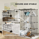 PawHut 4-Tier Cat Cage Indoor, DIY Cat Playpen with Hammock, Ramps, 5 Doors