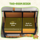 PawHut Wooden Tortoise House w/ Run, Shelter, Shelf, Lamp Holder, Yellow