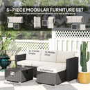 Outsunny 4 Seater Rattan Sofa Set With Footstool Thick Cushions