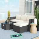 Outsunny 4 Seater Rattan Sofa Set With Footstool Thick Cushions