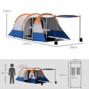 Outsunny 2-3 Man Camping Tunnel Tent with Bedroom and Living Room, Orange