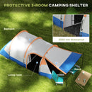 Outsunny 2-3 Man Camping Tunnel Tent with Bedroom and Living Room, Orange