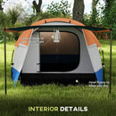 Outsunny 2-3 Man Camping Tunnel Tent with Bedroom and Living Room, Orange