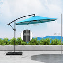 Outsunny 3(m) Banana Parasol Cantilever Umbrella Garden w/ Base Weights