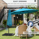Outsunny 3(m) Banana Parasol Cantilever Umbrella Garden w/ Base Weights