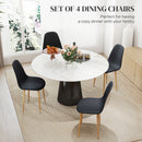 HOMCOM Dining Chairs Set of 4 w/ Curved Back, Steel Legs, Light Blue